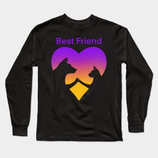 Dog and cat best friend love Long Sleeve T-Shirt